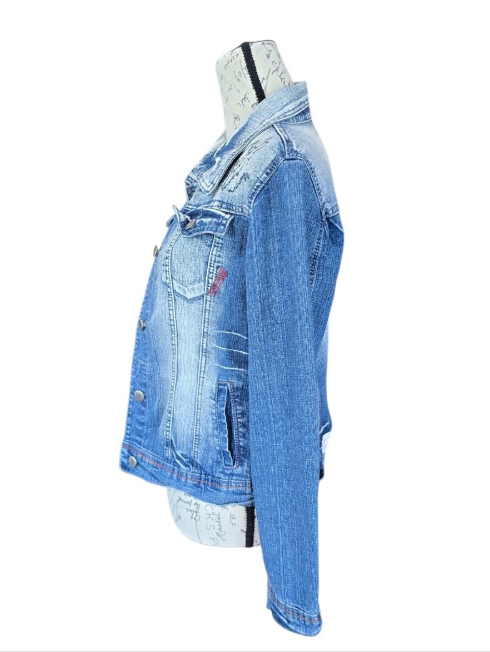 Comfort Denim Distressed Blue Jean Jacket XL - Picture 3 of 9
